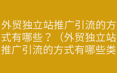 外贸独立站推广引流的方式有哪些？（外贸独立站推广引流的方式有哪些类型）